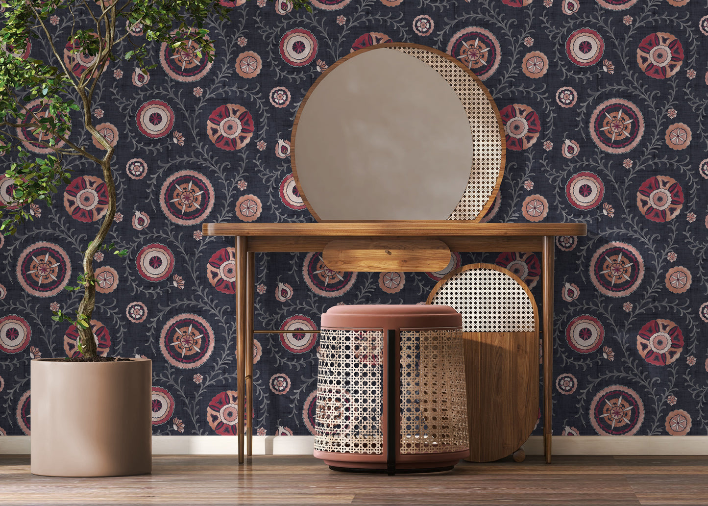 Nahlia Trail Navy/Berry 100033EH by Esselle Home (DD)