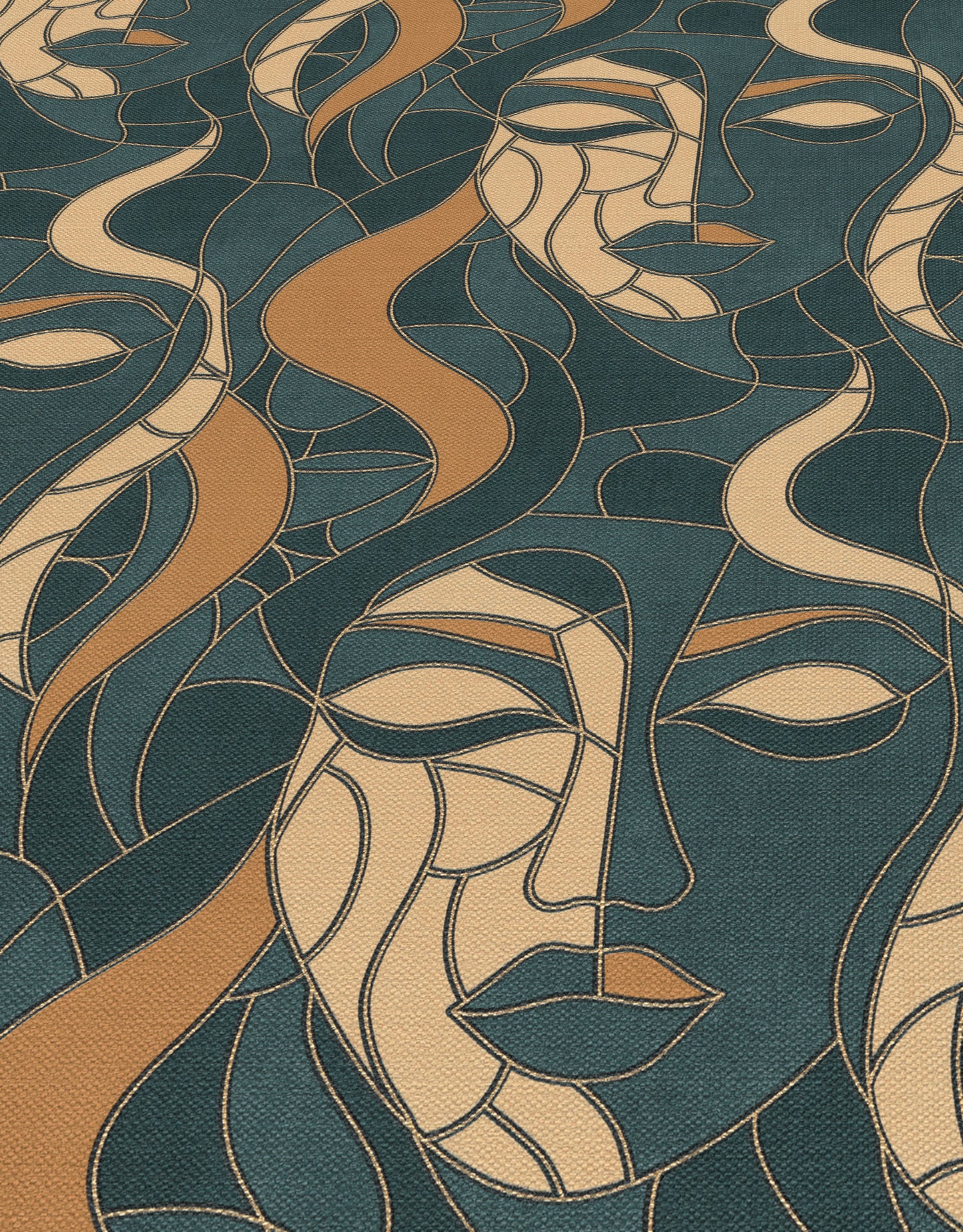 Moretta Mosaic Faces Green Metallic 10458-19 by Elle Decoration (DD)