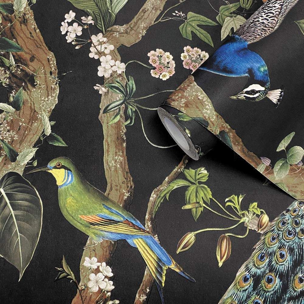 Peacock Woods Charcoal 13681 by Holden Decor
