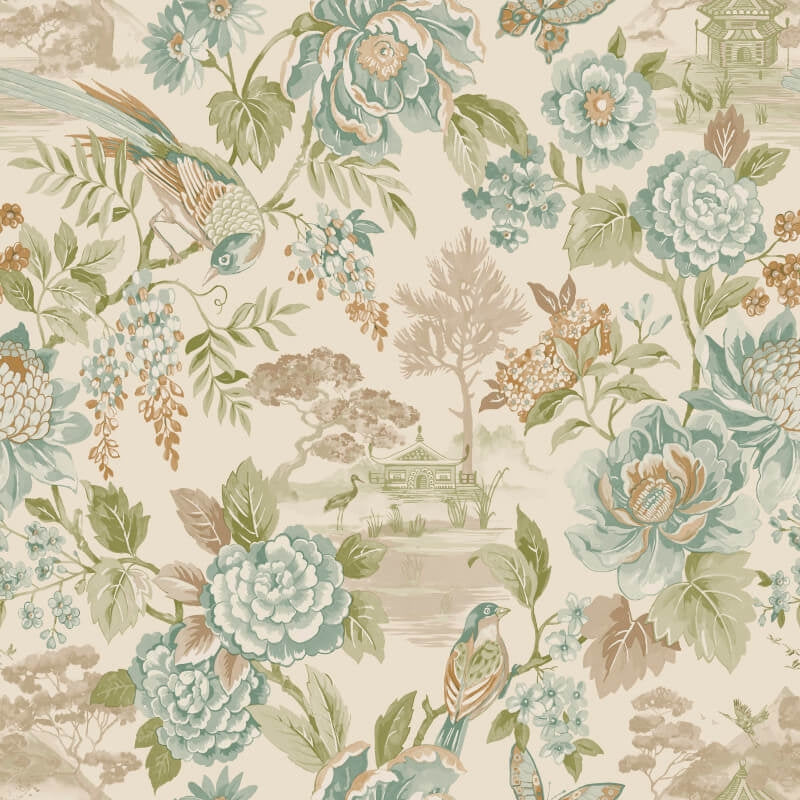 Scenic Bird Trail Teal/Orange 13811 by Holden Decor