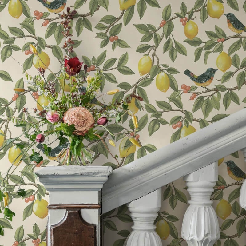 Lemon Leaf Trail Cream Orange Wallpaper 13870 by Holden Decor