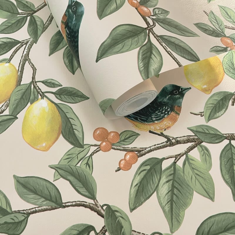 Lemon Leaf Trail Cream Orange Wallpaper 13870 by Holden Decor
