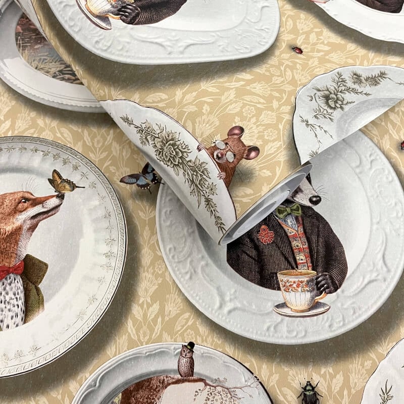 Vintage Tea Party Ochre Wallpaper 13940 by Holden Decor
