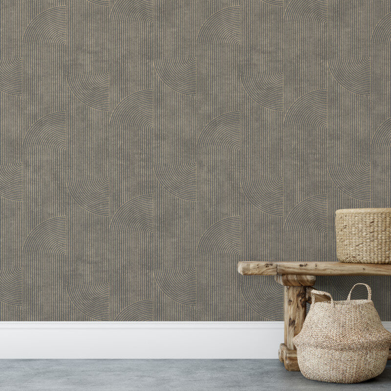 Ellipse Geo Charcoal/Gold 197102 by Muriva