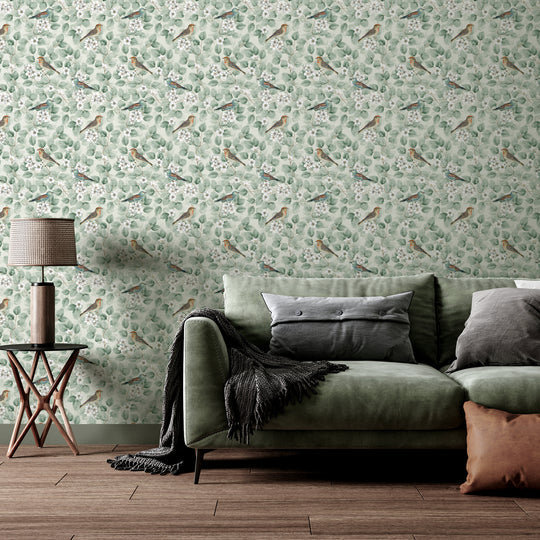 Birds & Blossoms Green 296402 by Arthouse (DD)