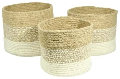 Barking Jute Nested Basket Cream/Natural, Set of 3 by Esselle
