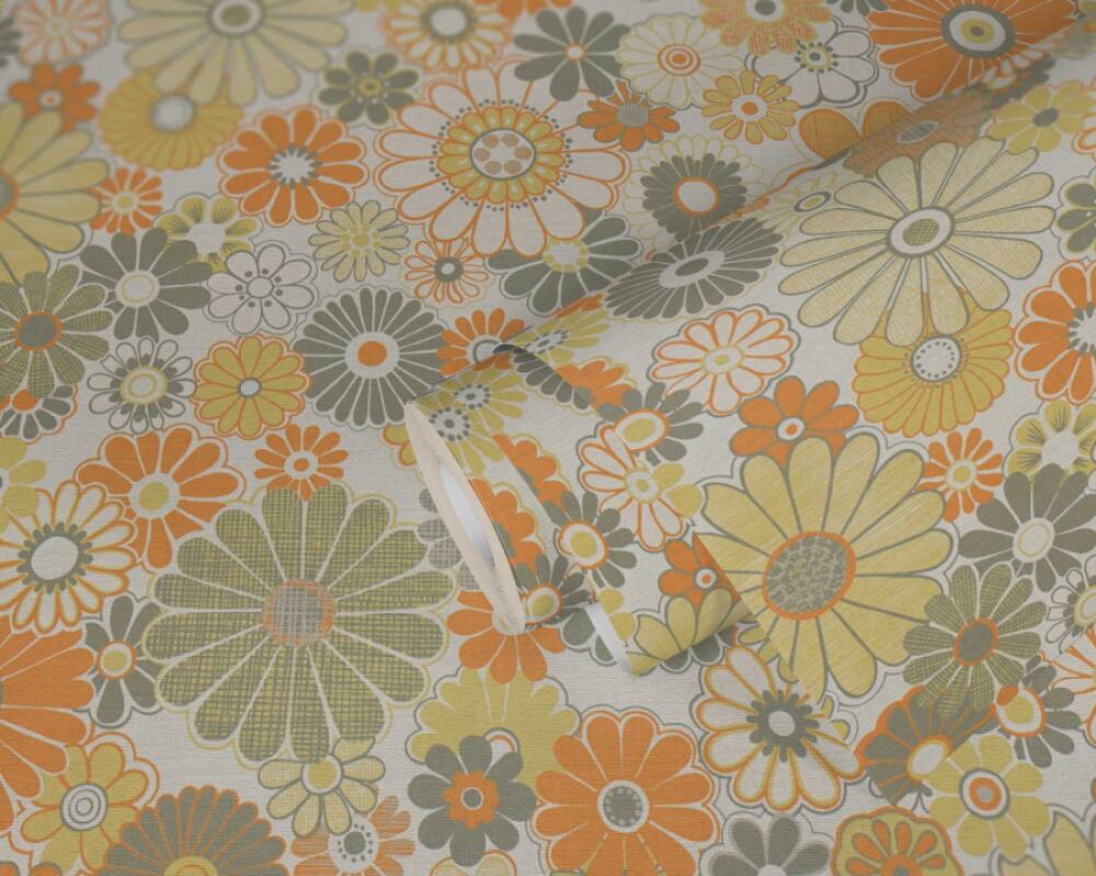 Retro Chic Floral Cream Green 39535-3 by AS Creations