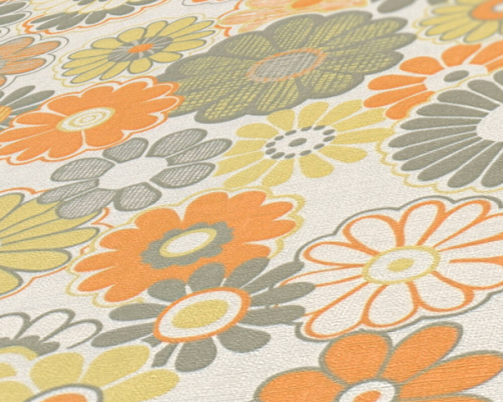 Retro Chic Floral Cream Green 39535-3 by AS Creations