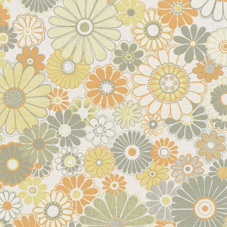Retro Chic Floral Cream Green 39535-3 by AS Creations