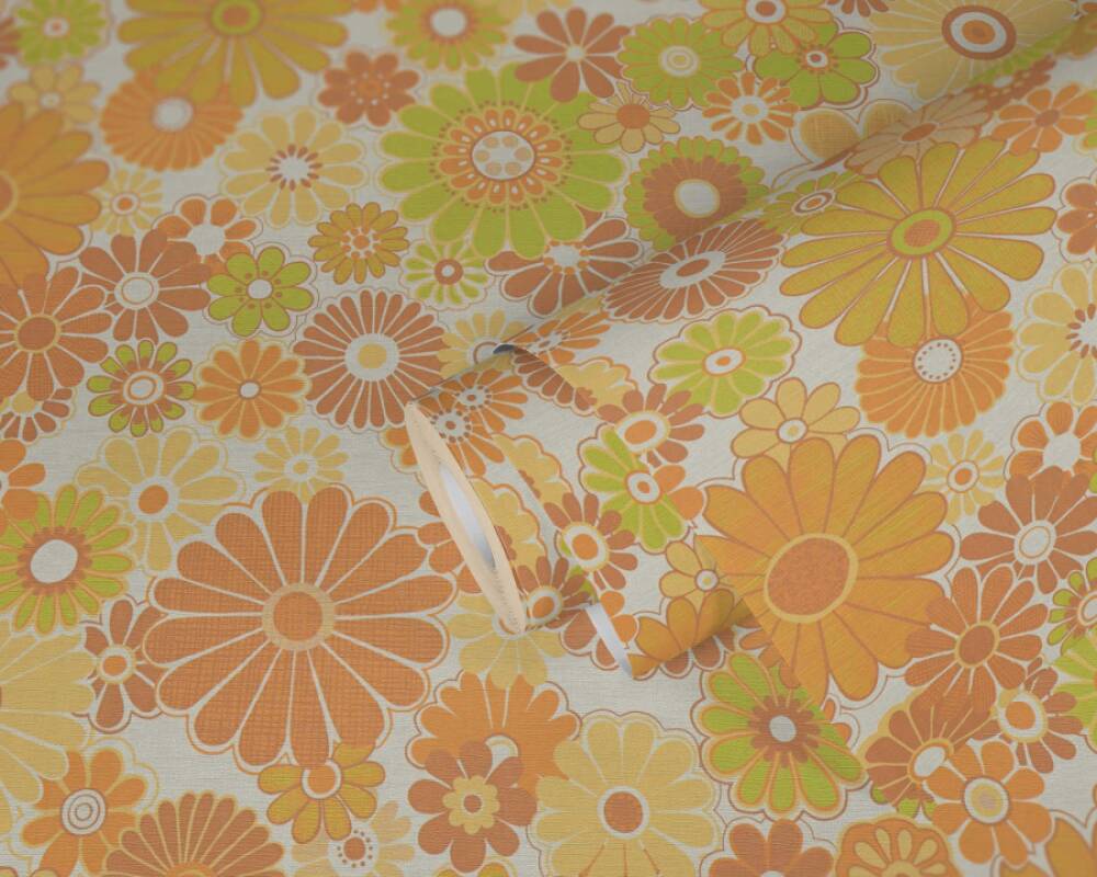 Retro Chic Floral Brown Green 39535-5 by AS Creations