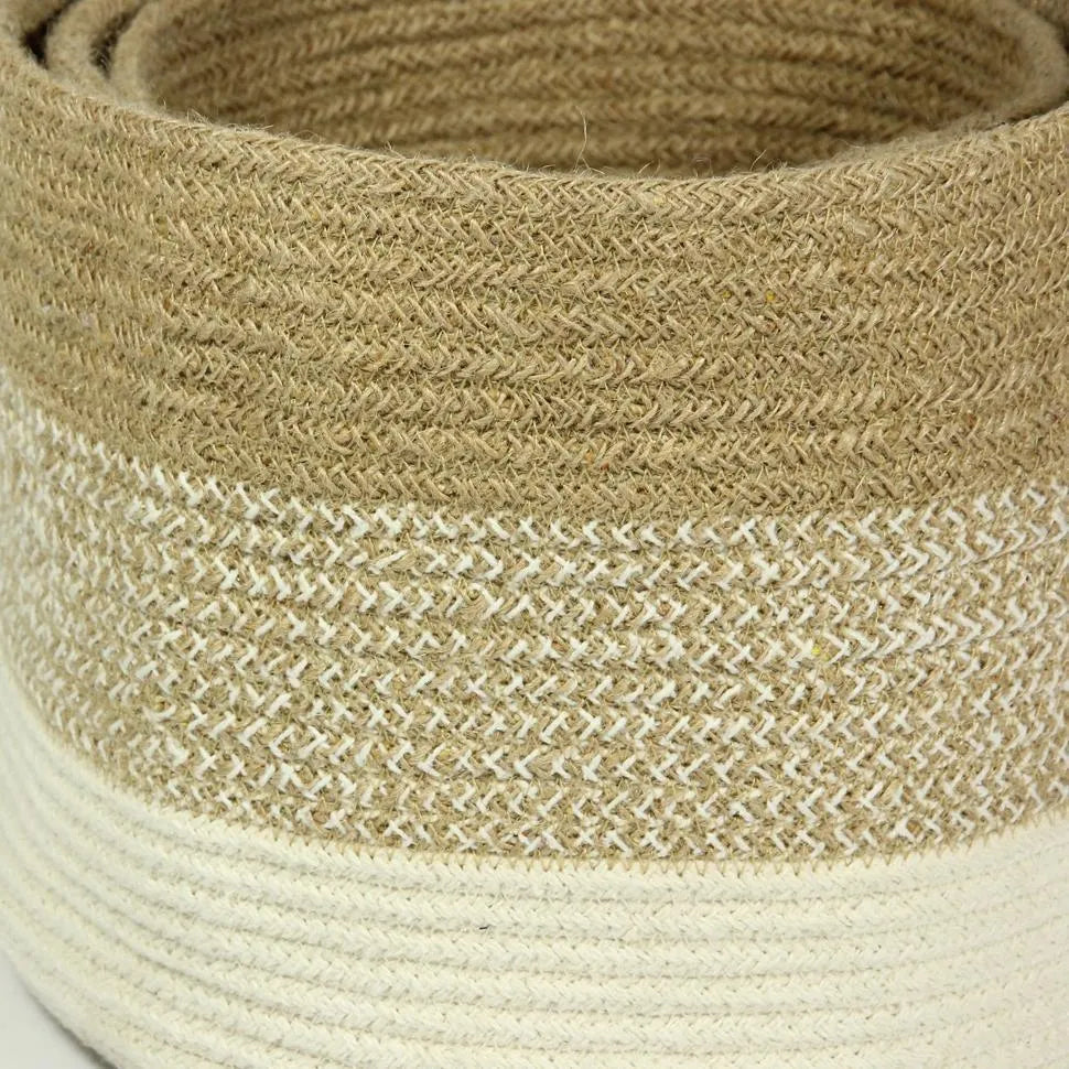 Barking Jute Nested Basket Cream/Natural, Set of 3 by Esselle
