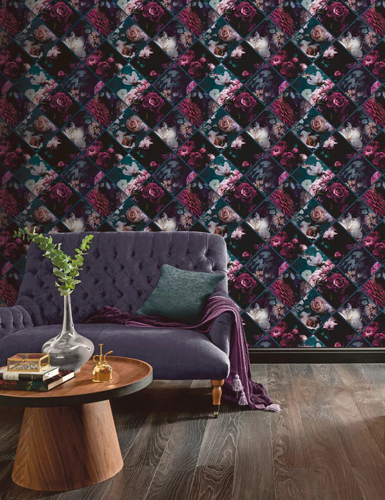 Floral Collage Plum & Teal 297100 by Arthouse (DD)