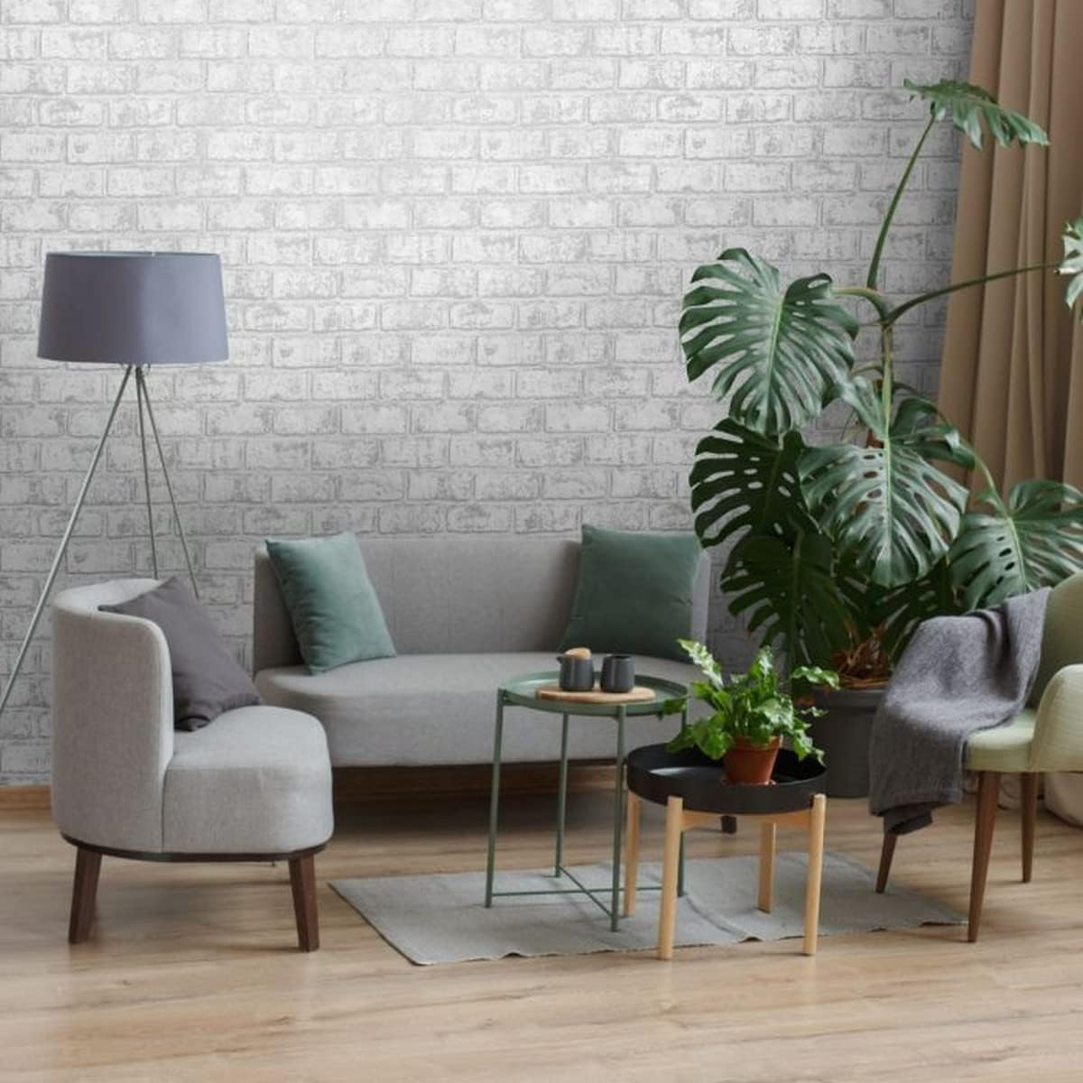 Glistening Brick White/Silver 12950 by Holden Decor