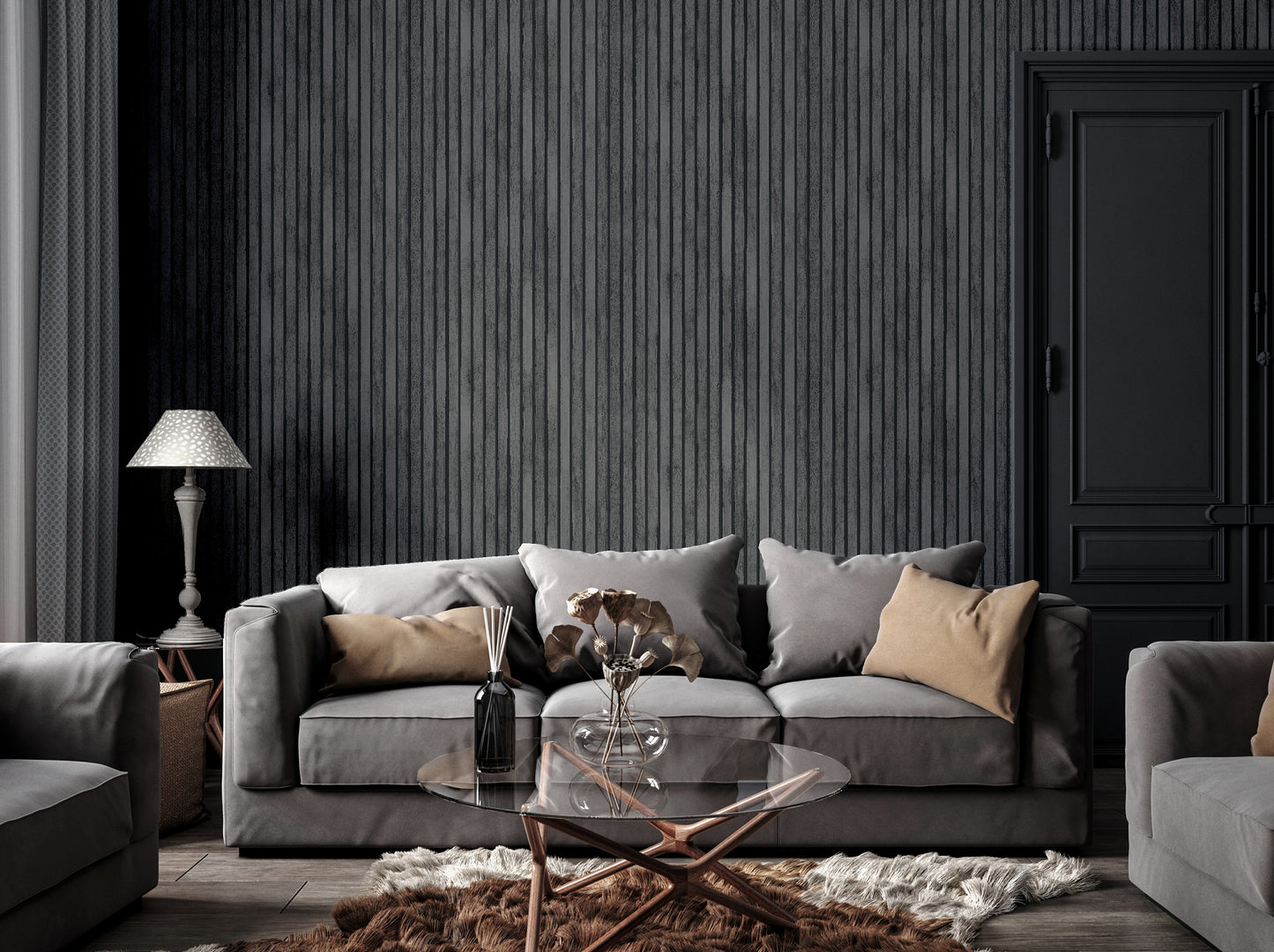 Wood Slats Charcoal Grey 923801 by Arthouse (DD)