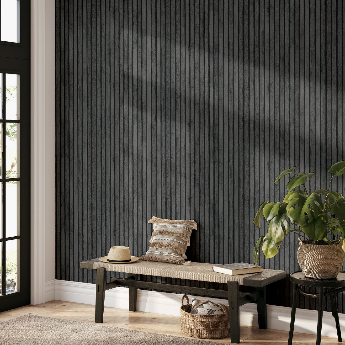 Wood Slats Charcoal Grey 923801 by Arthouse (DD)