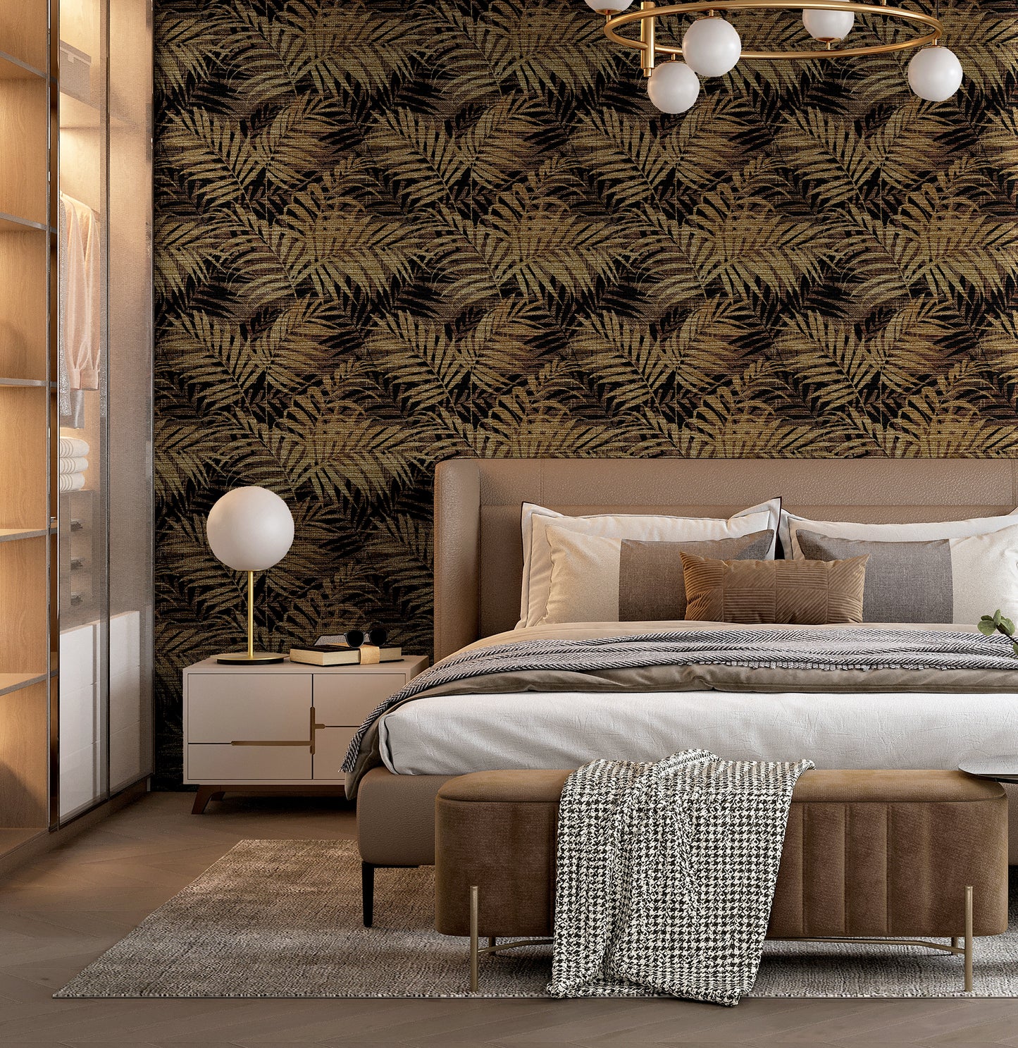 Textured Palm Gold/Chocolate 925106 by Arthouse (DD)