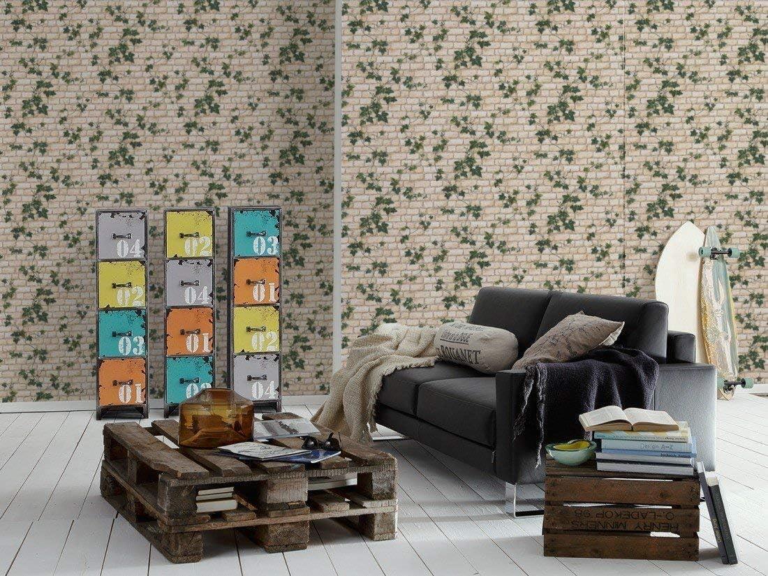 Ivy Brick White/Green 9804-34 By AS Creations