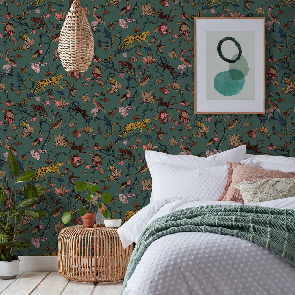 Exotic Wildings Wallpaper Jade EXOTIC/WP1/JA by Furn.