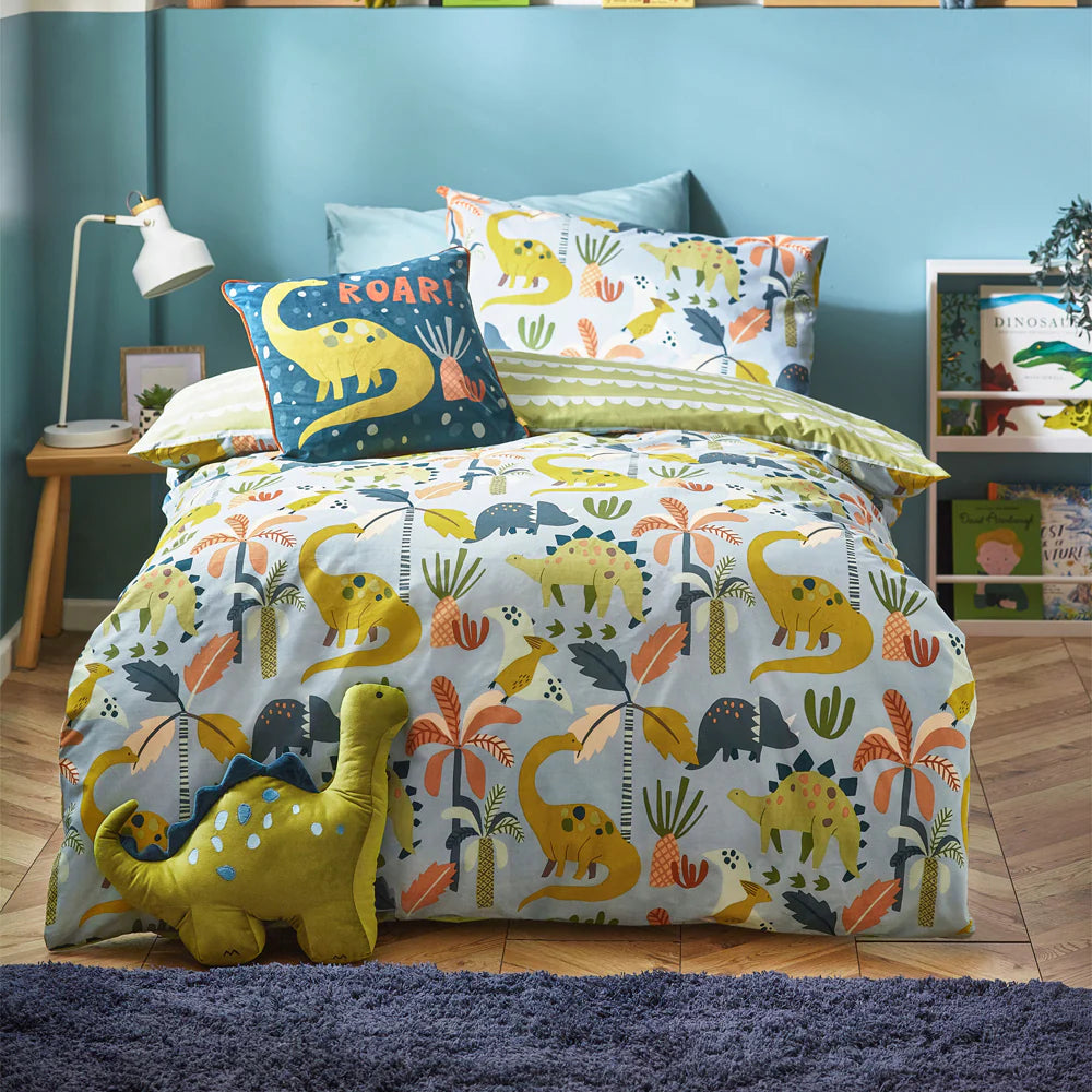 Little Dinos Scandi Duvet Cover Set Blue/Green by little furn.