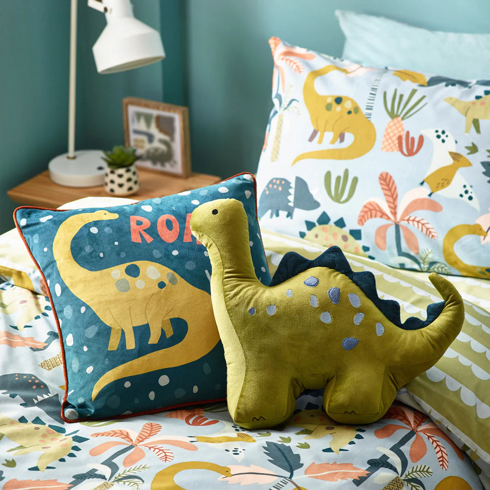 Little Dinos Scandi Duvet Cover Set Blue/Green by little furn.