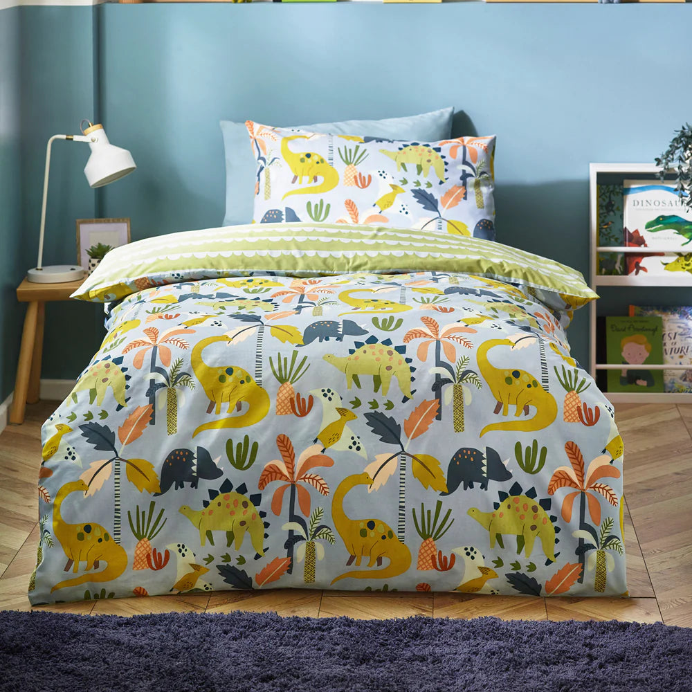 Little Dinos Scandi Duvet Cover Set Blue/Green by little furn.
