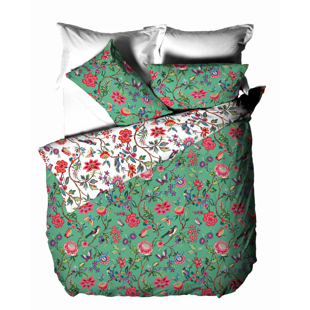 Pomelo Tropical Floral Verdi Duvet Cover Set by furn.