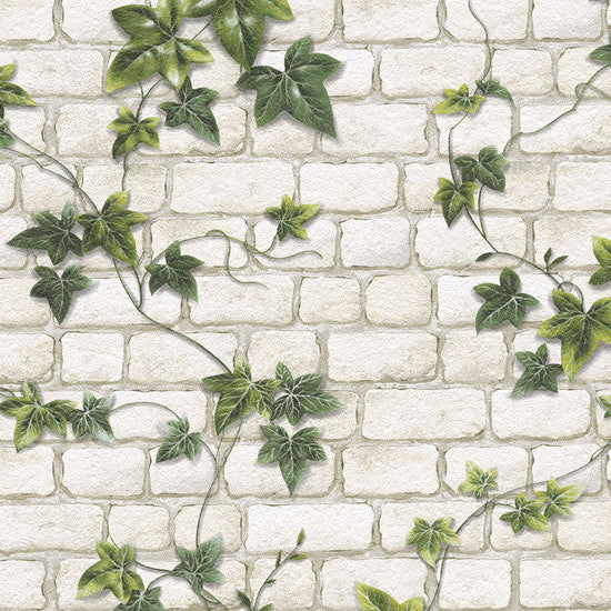 Ivy Brick White/Green 9804-34 By AS Creations
