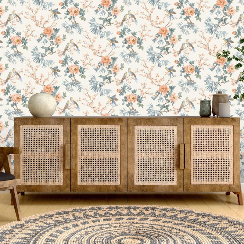 Chinoiserie Cherry Blossom Birds Orange 260561 by Rasch