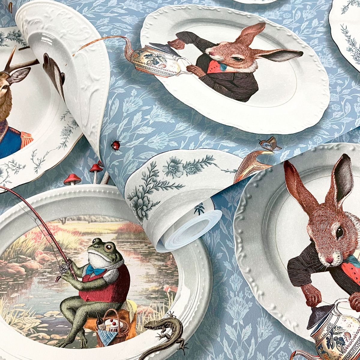 Vintage Tea Party Blue Wallpaper 13941 by Holden Decor