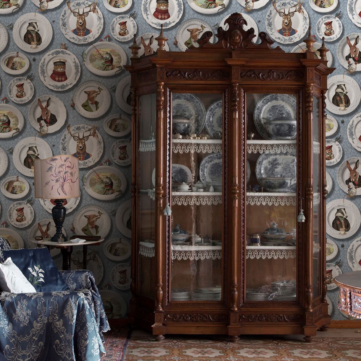 Vintage Tea Party Blue Wallpaper 13941 by Holden Decor