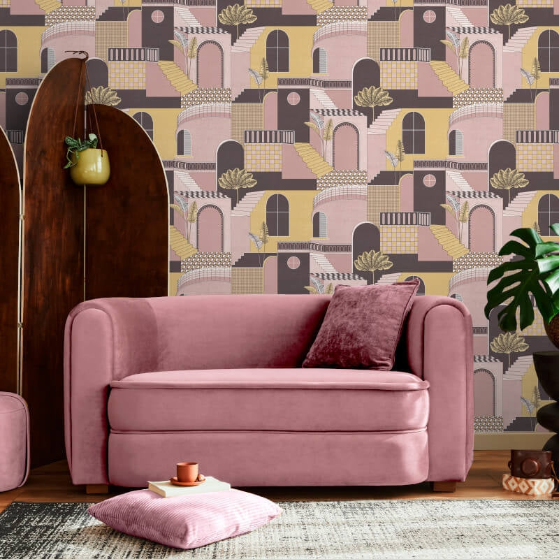 Medina Pink/Yellow Wallpaper 13102 by Holden Decor