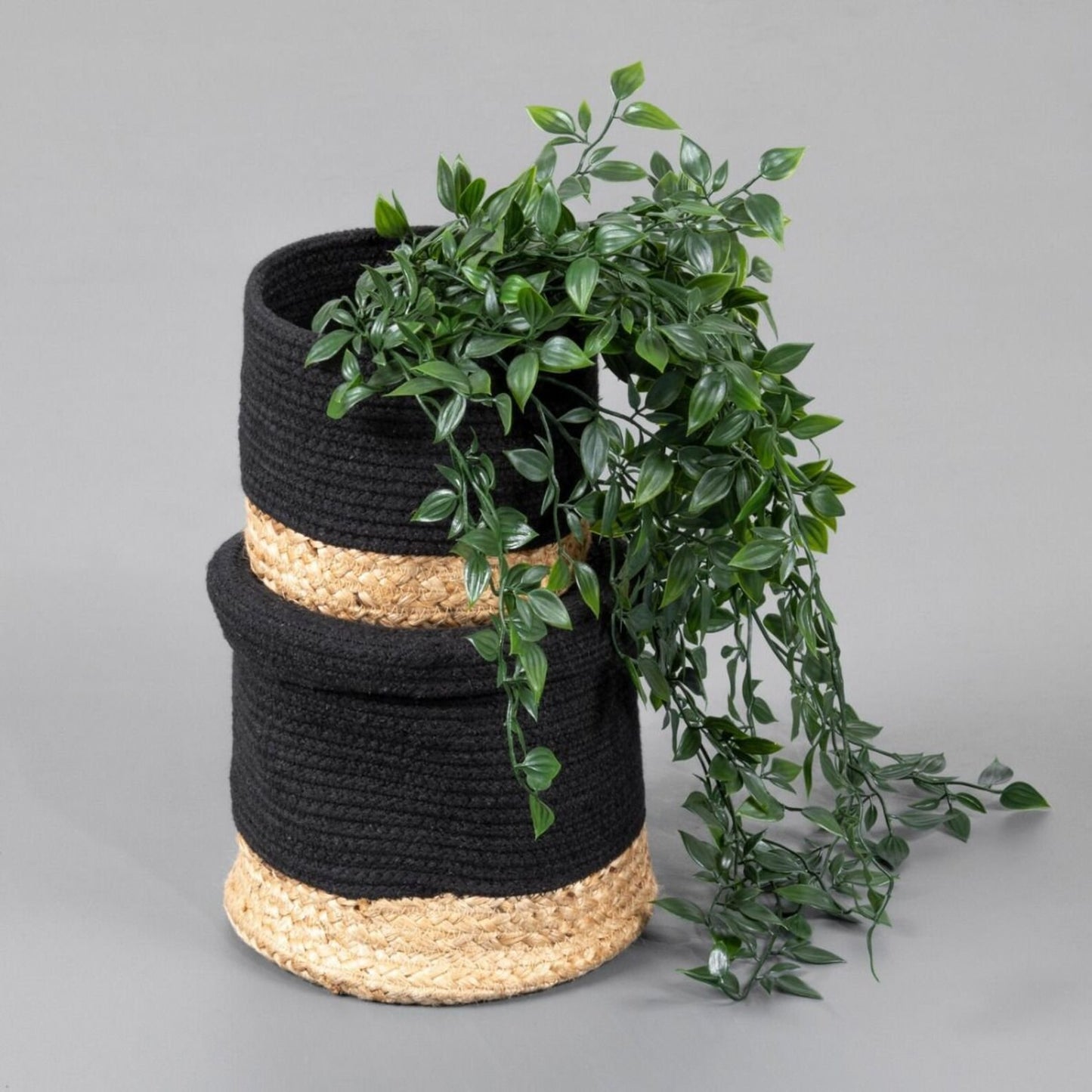 Balham Lidded Storage Nested Basket Black, Set of 2 by Esselle