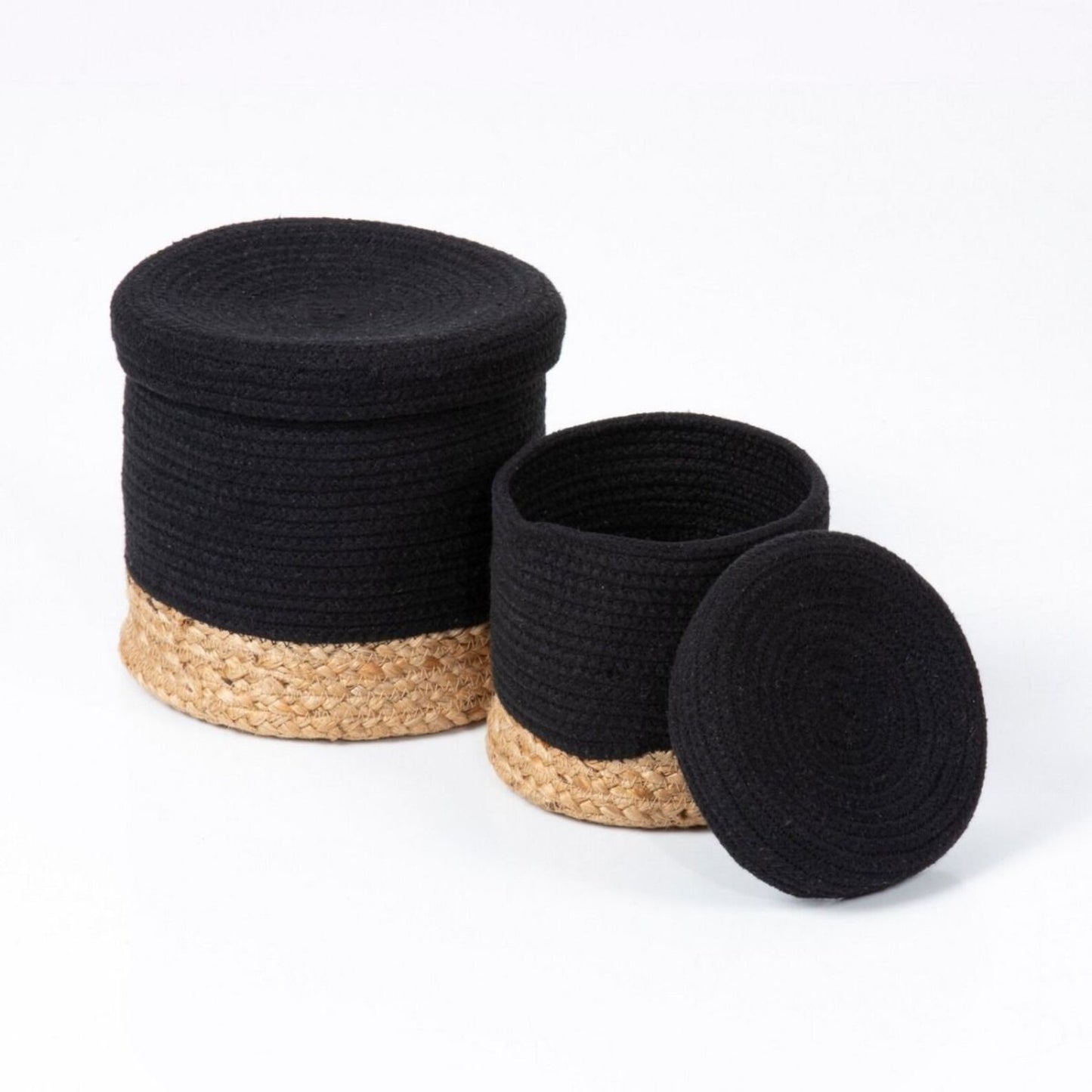 Balham Lidded Storage Nested Basket Black, Set of 2 by Esselle