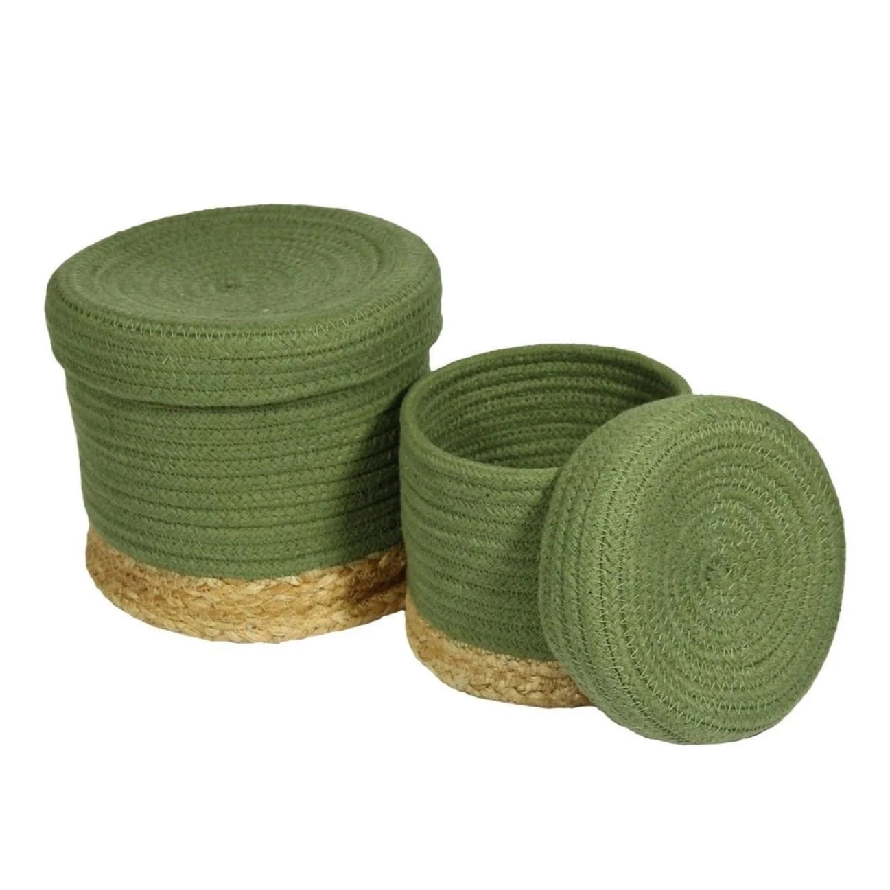 Balham Lidded Storage Nested Basket Green, Set of 2 by Esselle