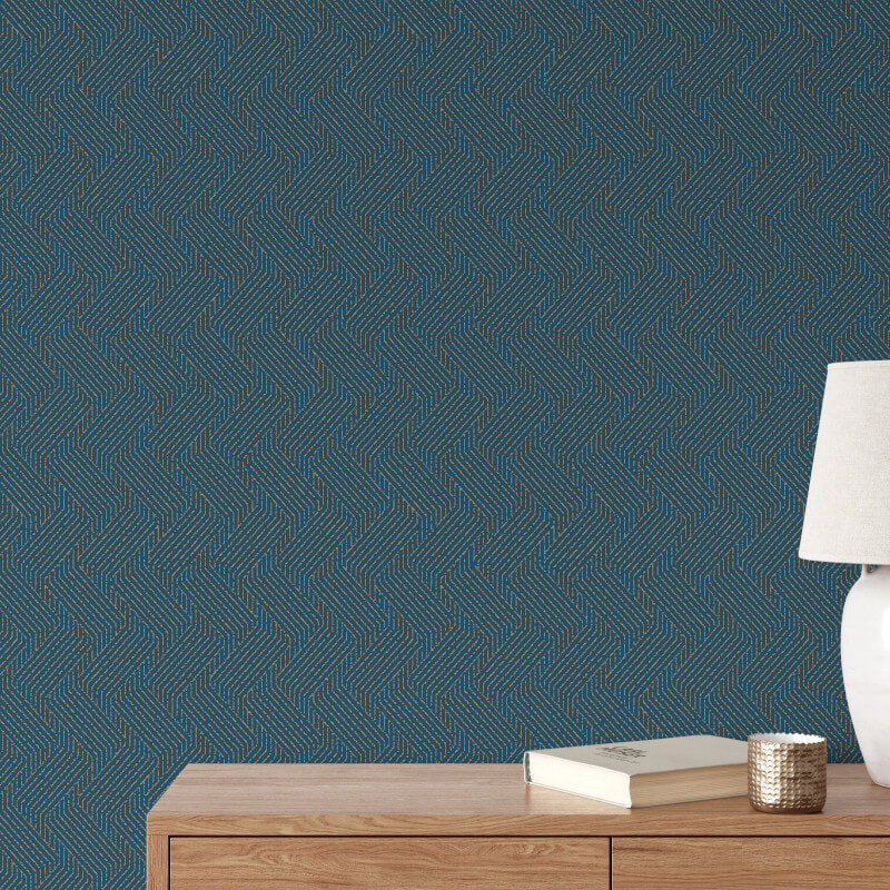 Tenley Geo Blue/Gold M59411 by Muriva