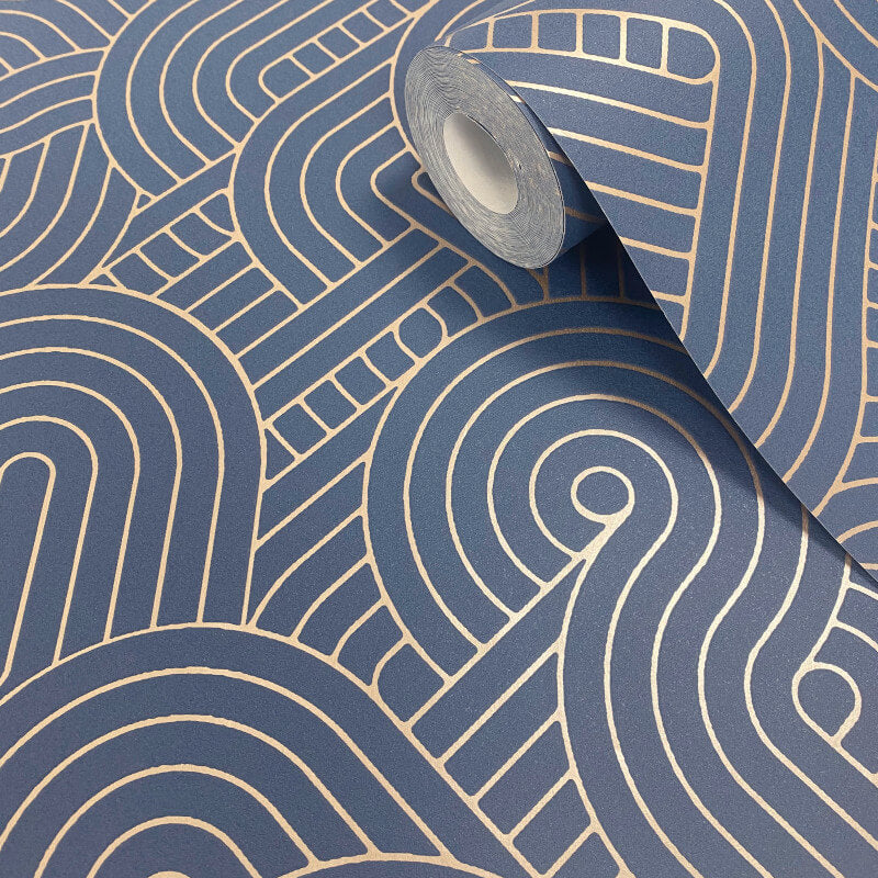 Orbis Geometric Blue/Gold M61601 by Muriva