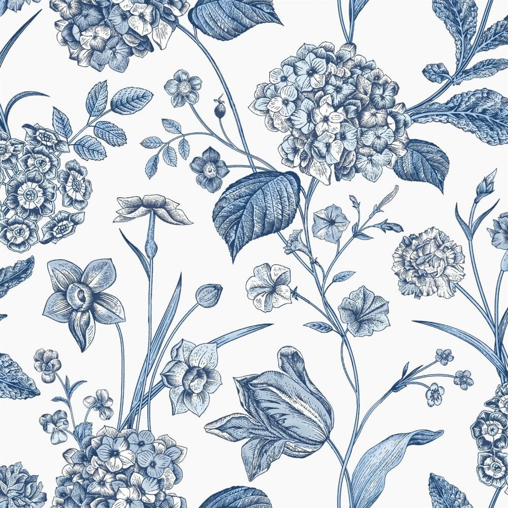 Hydrangea Garden Flowers Blue 260169 by Rasch