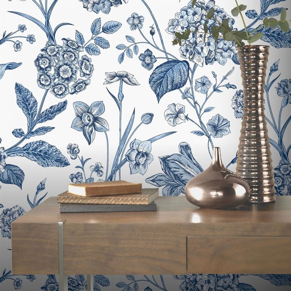Hydrangea Garden Flowers Blue 260169 by Rasch