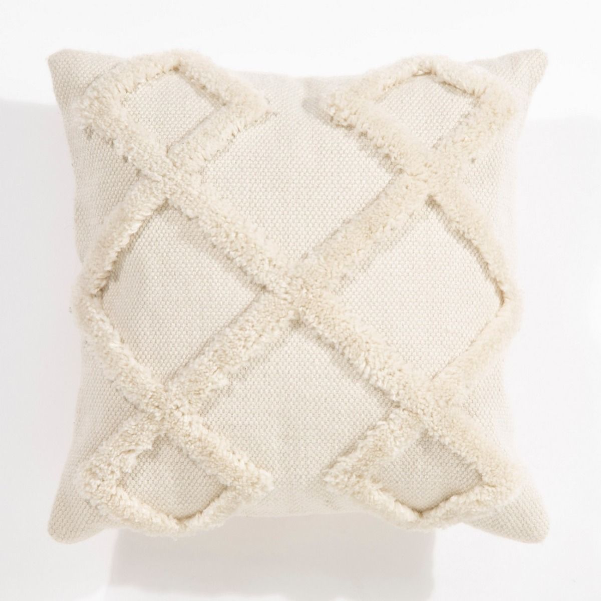 Revival Windsor Geo Tufted Cream Cushion, 45x45cm by Esselle