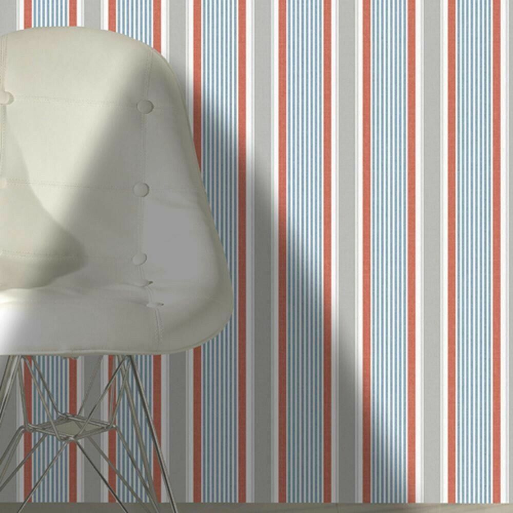 Nautical Stripe Red/Blue11700 by Holden Decor