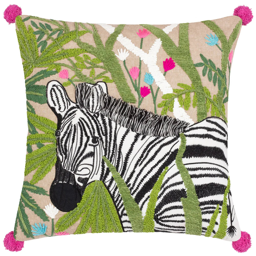 Zedra Embroidered Cushion Fern, 50x50cm by Wylder