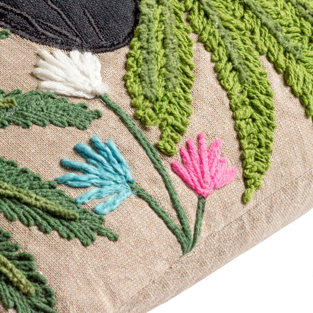 Zedra Embroidered Cushion Fern, 50x50cm by Wylder