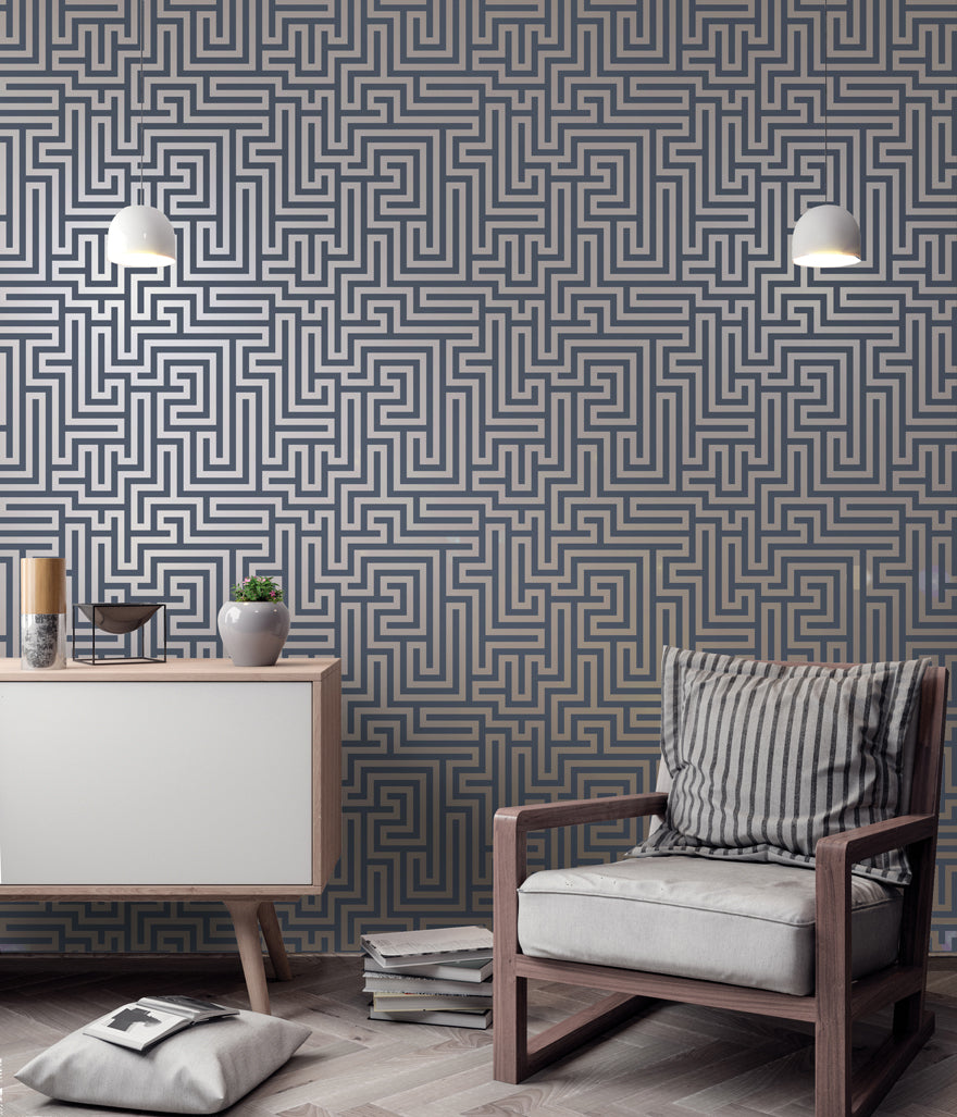 Glistening Maze Navy 12913 by Holden Decor