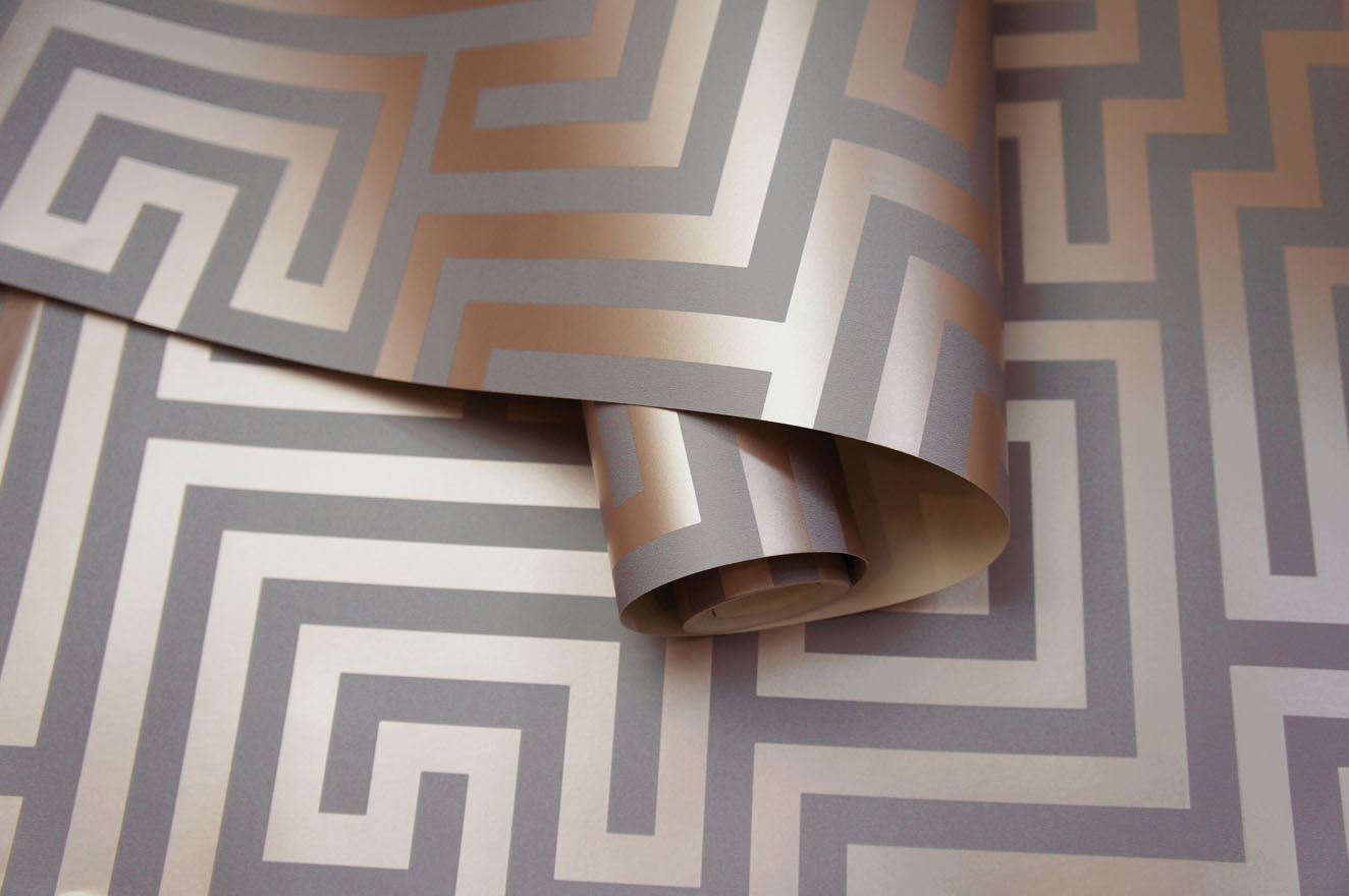 Glistening Maze Grey/Rose Gold 12914 by Holden Decor