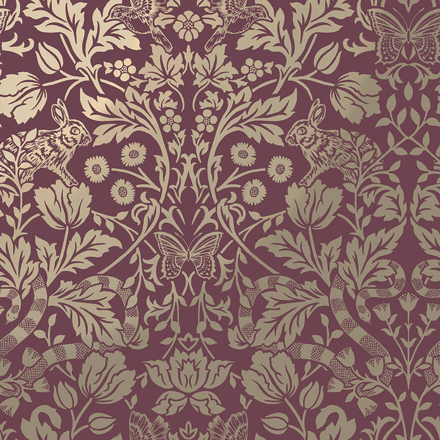 Metallic Mirrored Floral Red 13420 by Holden Decor