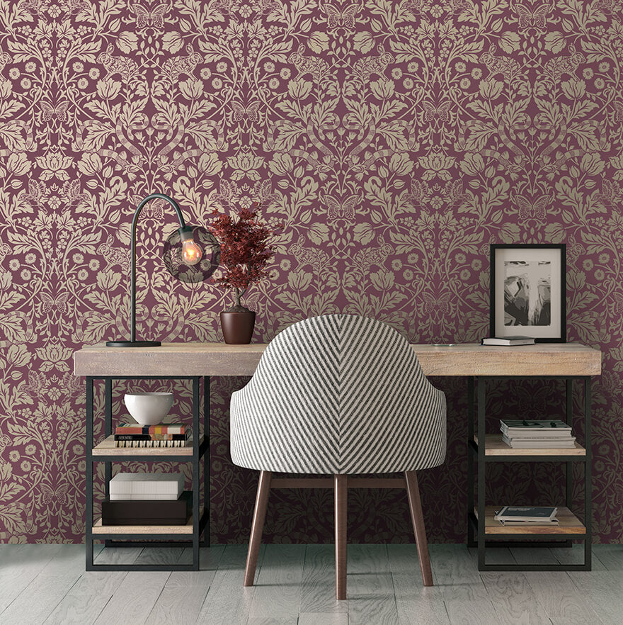 Metallic Mirrored Floral Red 13420 by Holden Decor