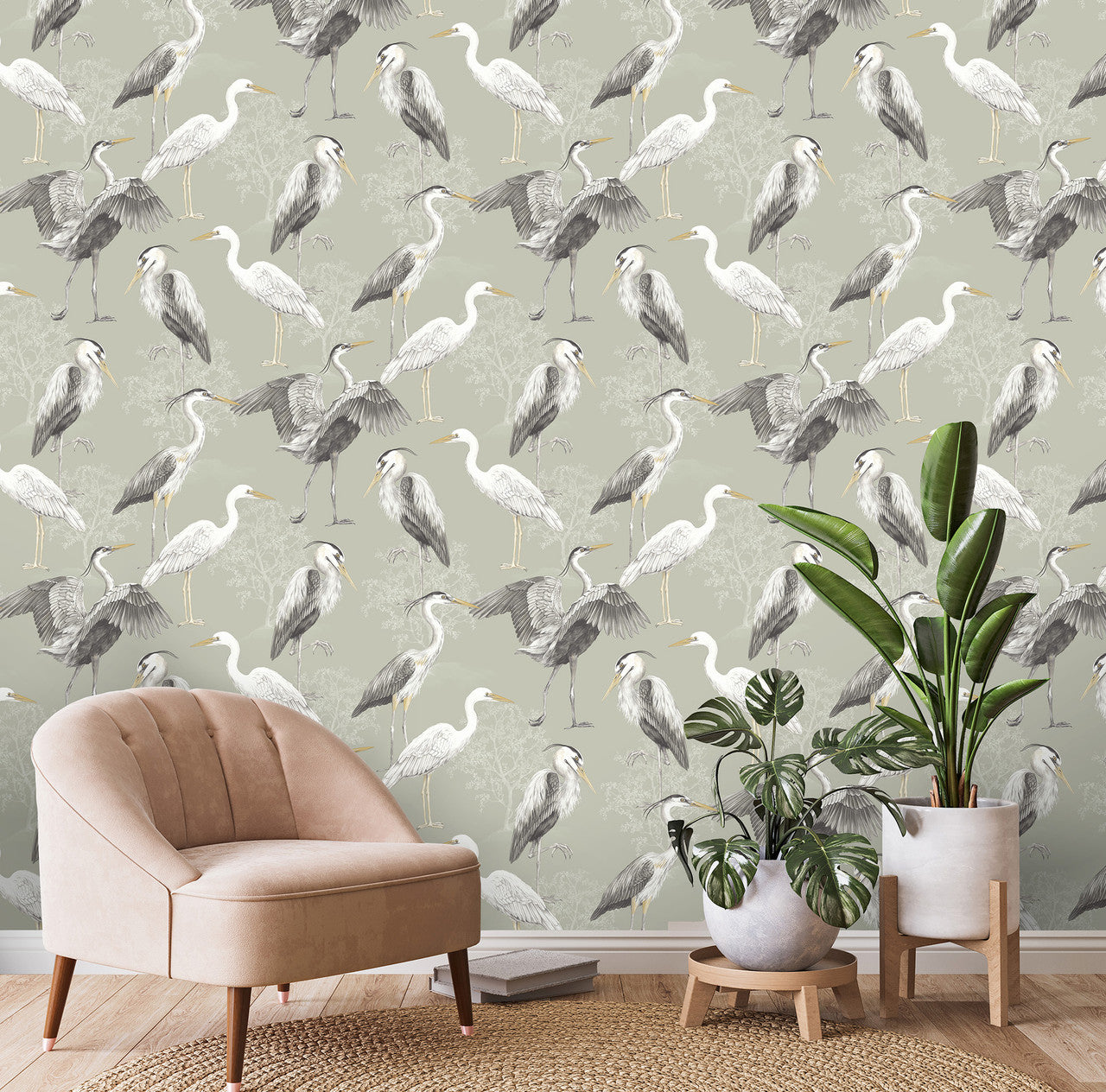 Heron Sage Green 283951 by The Design Library
