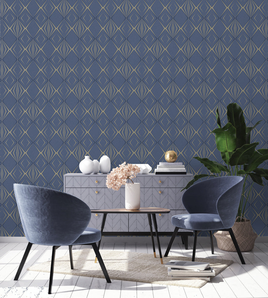 Antares Geo Navy/Gold 35901 by Holden Decor