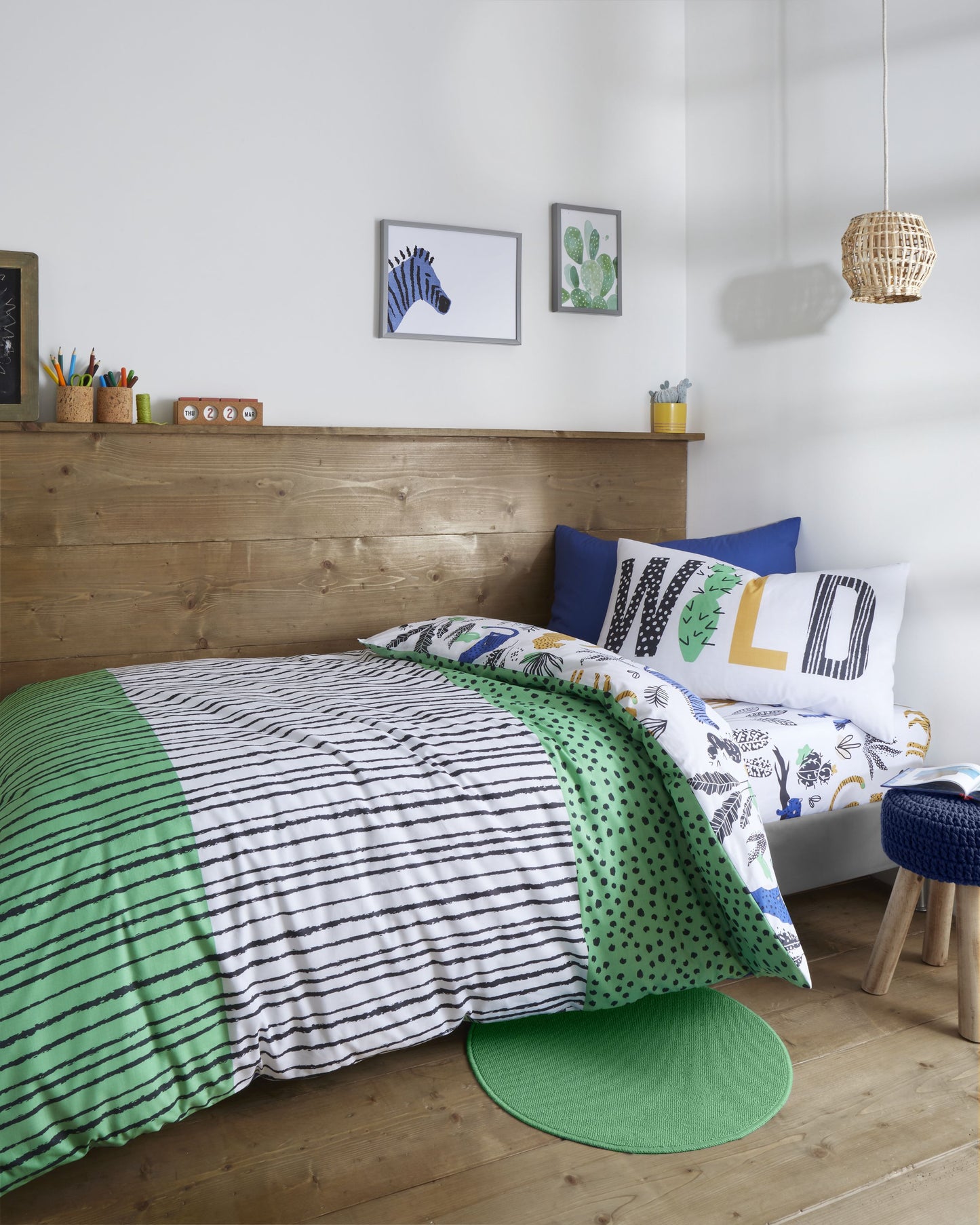 Wild Jungle Animals Green Duvet Cover Set by Pineapple Elephant