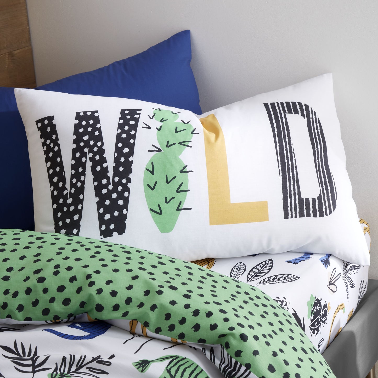 Wild Jungle Animals Green Duvet Cover Set by Pineapple Elephant